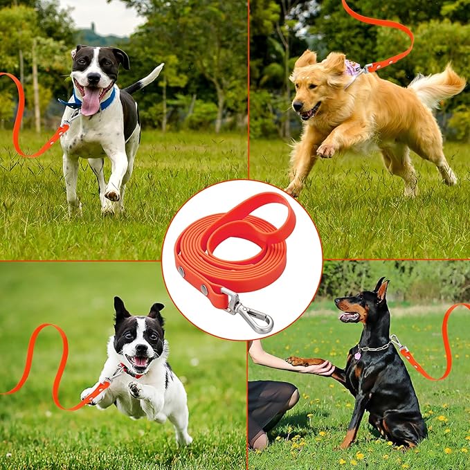 Waterproof Long Dog Training Leash 15ft Outdoor PVC Dog Leashes Great for Large Medium Small Dog Training Lead,Beach,Yard,Play,Camping(Orange