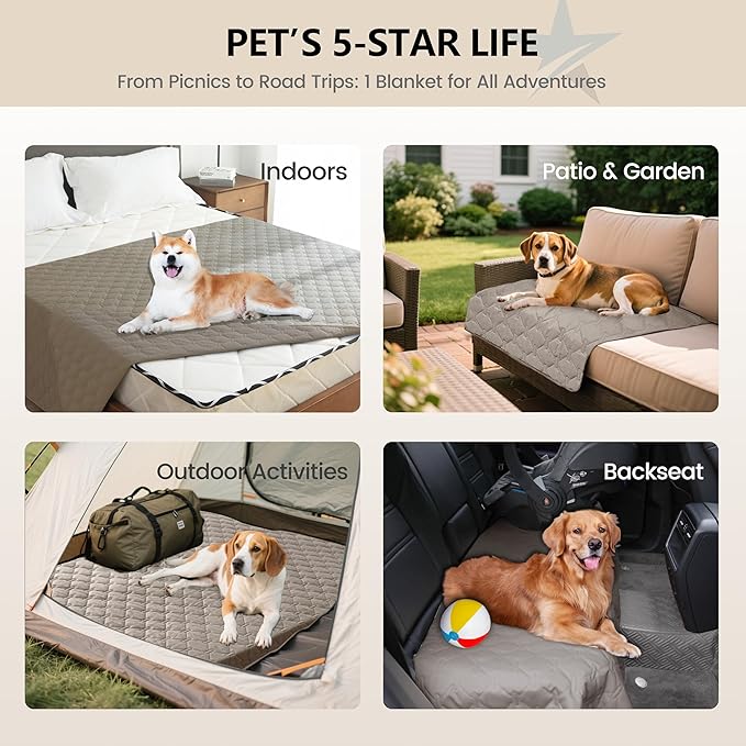 gogobunny 3X Stronger Waterproof Pet Blanket, Scratch Proof Furniture Protector for Dogs Cats, Reversible Cover 40x50 Inch, Dark Stone
