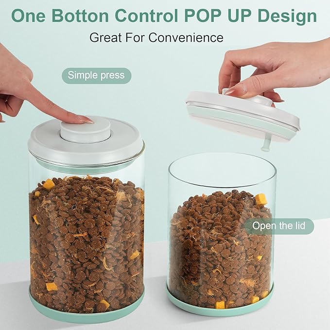 Dog Treat Container Airtight Jar 2.2Qt/2L, Glass Food Jars with One-Touch Lid for Dog or Cat Treats, Kibble, Snacks – Pantry Storage Canister for Kitchen or Countertop (2.2Qt - 2L)