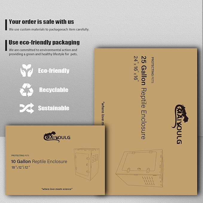 10 Gallon Reptile Tank – Reptile Enclosure for Leopard Geckos, Snakes & Bearded Dragons – Lizard Tank, Hermit Crab & Gecko Habitat