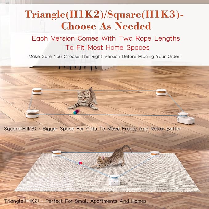 Interactive Cat Toy for Indoor Cats – Automatic Moving & Enrichment Toy for Indoor Cats/Kitten, Auto/Manual Control Cat Treadmill for Exercise & Mental Stimulation, Stimulating Chase Toys (H1K3)