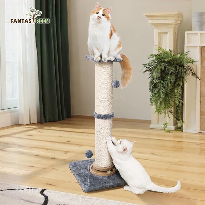 35'' Cat Scrachting Post Basic with Trackballs (Grey-Large)
