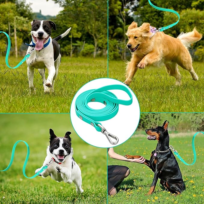 Waterproof Long Dog Training Leash 15ft Outdoor PVC Dog Leashes Great for Large Medium Small Dog Training Lead,Beach,Yard,Play,Camping(Mint Green