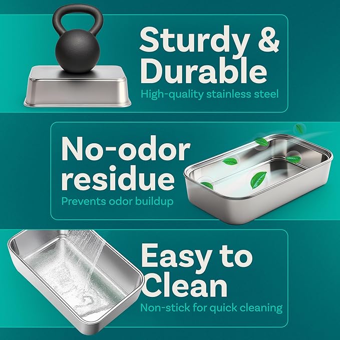 Stainless Steel Cat Litter Box with Lid - XL 3-in-1 Design for Indoor Cats - Stainless Steel Litter Box - Maximum Privacy and Odor Control for Indoor Cats - Blue