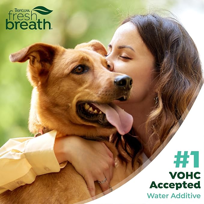 TropiClean Fresh Breath Water Additive for Dogs with Glucosamine, Hip and Joint Support for Dogs, Breath Freshener & Teeth Cleaning Solution, 16oz.