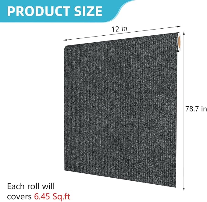 Decotalk Cat Wall Scratcher Adhesive Wall Scratchers for Indoor Cats Dark Grey Peel and Stick Carpet Walls Mounted Cat Scratching Pad 12"x78.7" Gray Corner Walls Scratching Post Furniture Protectors