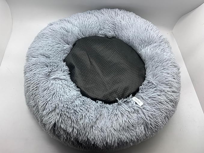 Gavenia Cat Beds for Indoor Cats,20’’x20’’ Washable Donut Bed,Soft Plush Pet Cushion,Waterproof Bottom Fluffy Dog and Cat Calming and Self-Warming Bed for Sleep Improvement,Grey