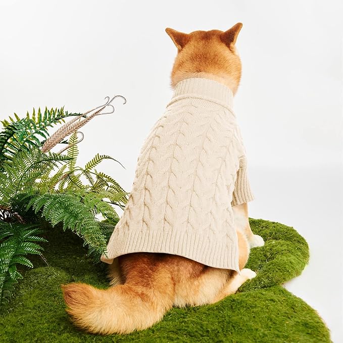 Haloumoning Classic Knit Pullover Dog Sweater, Turtle-Neck Dog Christmas Sweater, Warm Soft Sweaters for Girl Boy for Small Medium Large Dogs