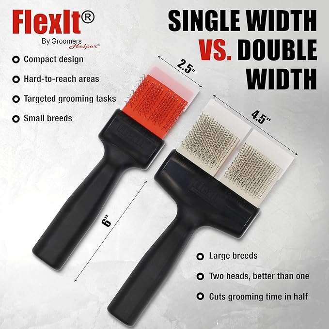 FlexIt Dog Grooming Comb - Perfect for Undercoat Deshedding, Undercoating & Finishing (Comb Only)