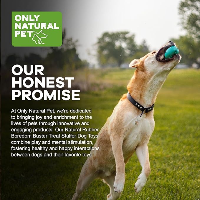 Only Natural Pet Rubber Boredom Buster Treat Stuffer Dog Toys - Interactive Stuffable Feeder Dispenser Fillable Durable Play Puppy Medium Large XS Chew Pup Hide Holder Easy Refill -RubberBall/Teal