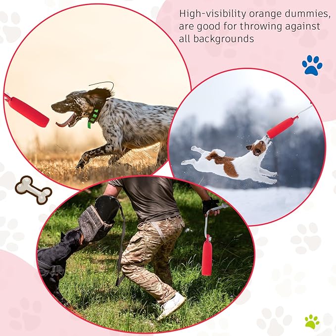 2 Pcs Dog Bumpers Canvas Training Dummy Hunting Dog Training Toys for Easy Throwing (Not Chew Toys)(Red,9.8 x 2.8 Inches)
