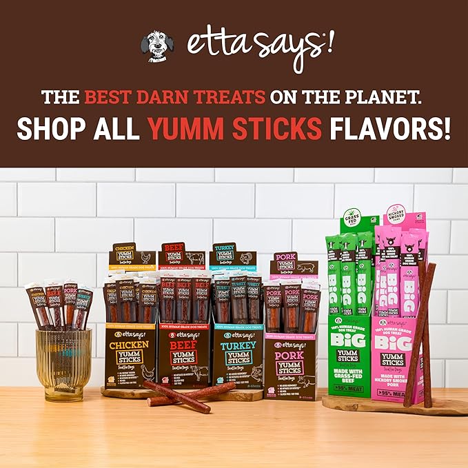 etta says! Yumm Sticks - Real Meat Beef Dog Jerky Treats - Human Grade - Made in The USA (12 Count Pack of 1)