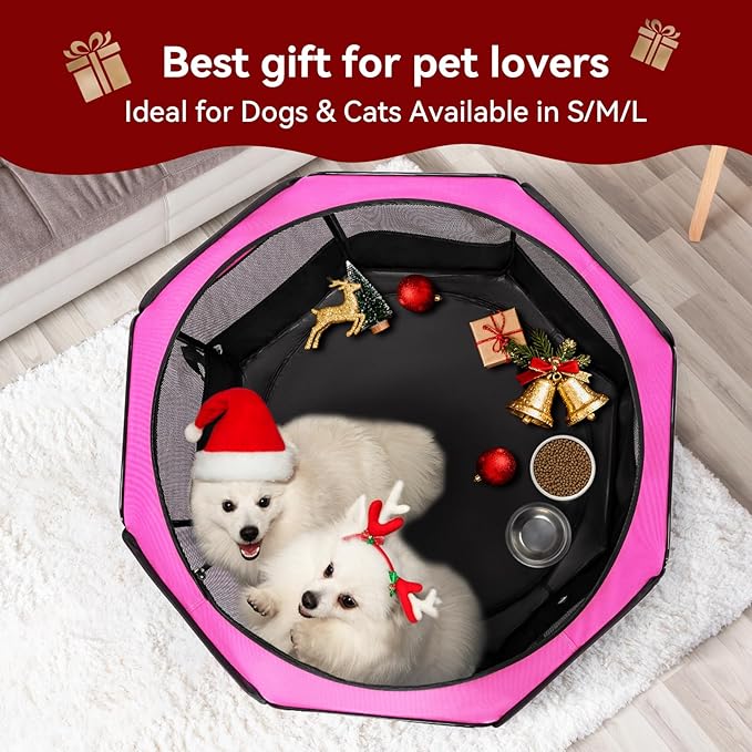 PETSFIT 45.5" Dog Playpen Indoor/Outdoor-Jump-Proof 28.5" Height with Removable Waterproof Mat & Zippered Roof | RV, Camping, Travel Dog Pen | Whelping & Cat Observation Space(45.5"L x 45.5"W x 28.5H)