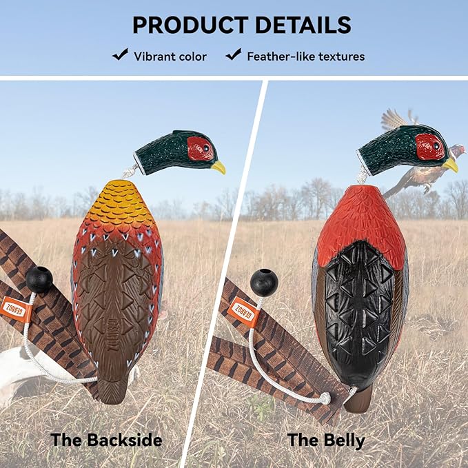 Duck/Pheasant Dummy, Mimics Dead Duck/Pheasant Bumper for Gun Dog Training Scent Waterfowl Hunting Retriever, Outdoor Mallard Retrieval Interactive Train Toys, Floating & Durable