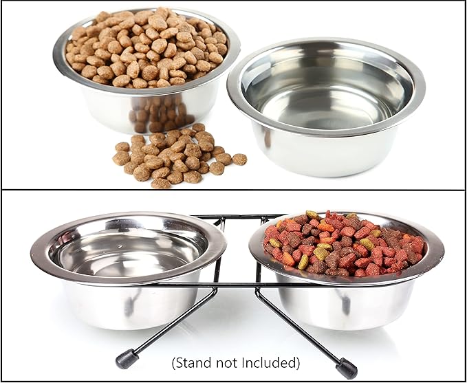Greendale - 4 Pack - 6.75 Cup Capacity - Stainless Steel Metal Dog Bowls - Perfect for Dog Food and Water. Wrong Size? Click to Look at Our Size Options.