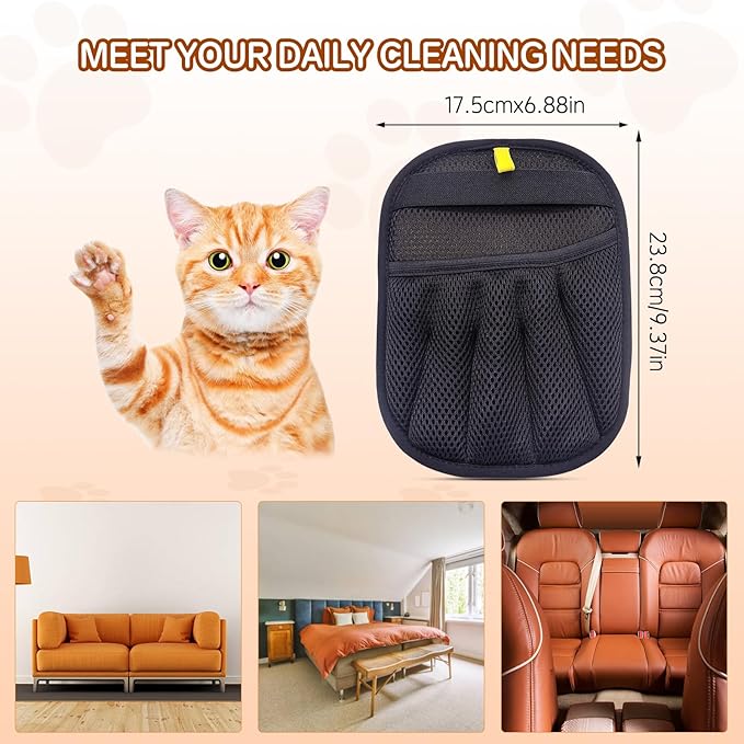 Pet Hair Remover Electrostatic Gloves,Pet Hair Removal for Cats & Dogs, Cat Grooming Gloves,Pet Hair Fur Removal Mitt, Cleanup for Furniture, Clothing, and Upholstery,Reusable, Quick & Easy Cleaning