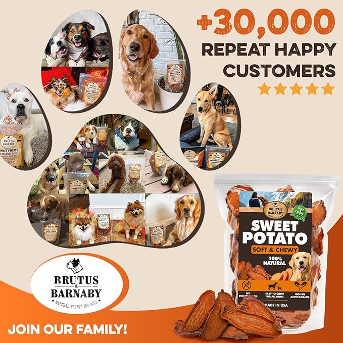 Sweet Potato Slices For Dogs - Soft & Chewy - Single Ingredient Dog Treats, Healthy 100% Natural Sweet Potato Dog Treats With No Added Preservatives - Softer & Great For Puppies Or Senior Dogs (8oz)