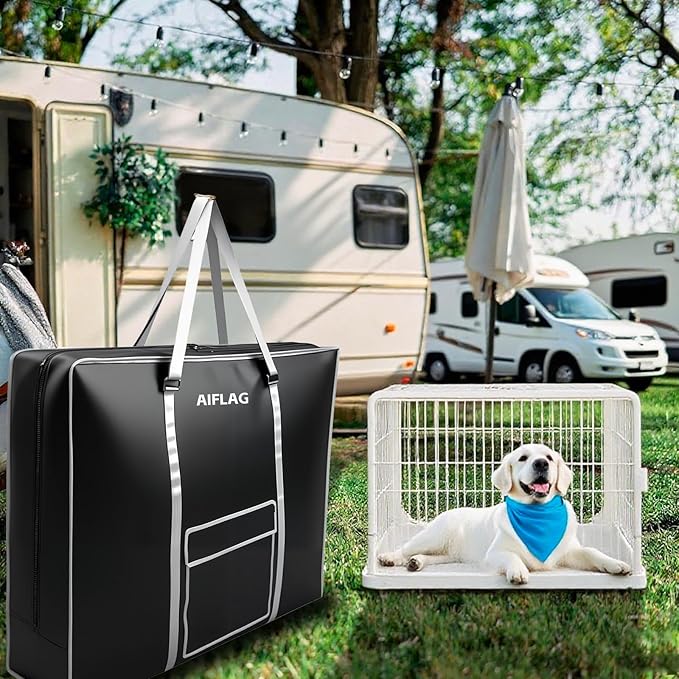 All-in-One Pet Travel Bag, Primary Use for Dog Crates, Also Stores Playpens, Dog Beds & Cat Trees, Heavy-Duty Zippered Carry All for Vacation & Camping
