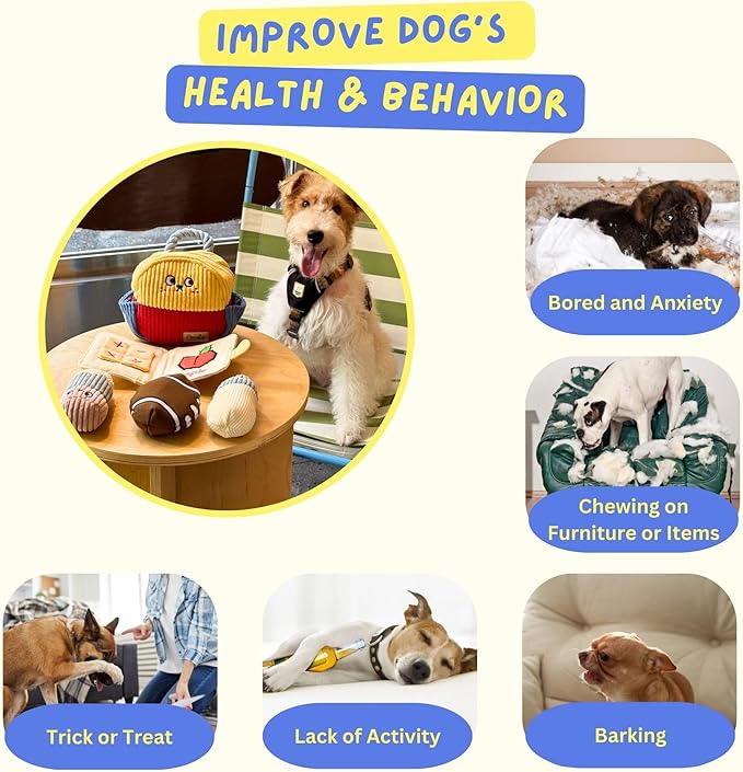 Squeaky Plush Dog Toys, 5-in-1 Crinkle Backpack Puppy Toys to Keep Busy, Cute Stuffed Hide & Seek Cognitive for Small Dogs, Teething, Boredom Relief & Birthday Gift