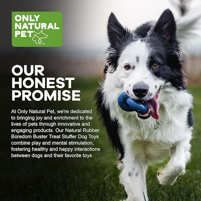 Only Natural Pet Rubber Boredom Buster Treat Stuffer Dog Toys - Interactive Stuffable Feeder Dispenser Fillable Durable Play Puppy Medium Large XS Chew Pup Hide Holder Easy Refill -TreatKnot/DarkBlue