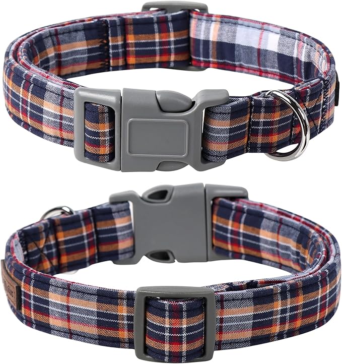 Lionet Paws Dog and Cat Collar with Bowtie Grid Collar Plastic Buckle Light Adjustable Collars for Small Medium Large Dogs