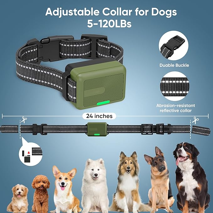 Dog Shock Collar 2 Dogs (5-120Lbs) - 4500FT Dog Training Collar with 3 Training Modes, Security Lock,IP67 Waterproof&Rechargeable e-Collar with Remote for All Breeds (Green)