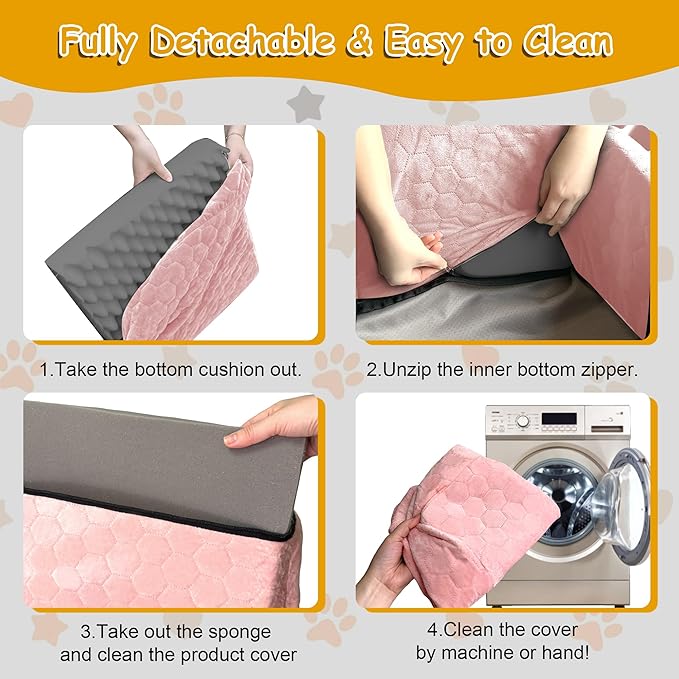 Dog Car Seat for Small/Medium Dogs, Memory Foam Dog Booster Seat, Travel Safety Per Car Seat with Washable Removable Cover, Storage Pockets for Dogs up to 35 lbs (Pink, Small)