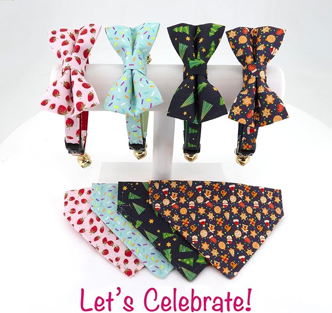 Ultra Joys Breakaway Cat Collar - Boy & Girl Kittens - Bell & Bowtie Birthday Small