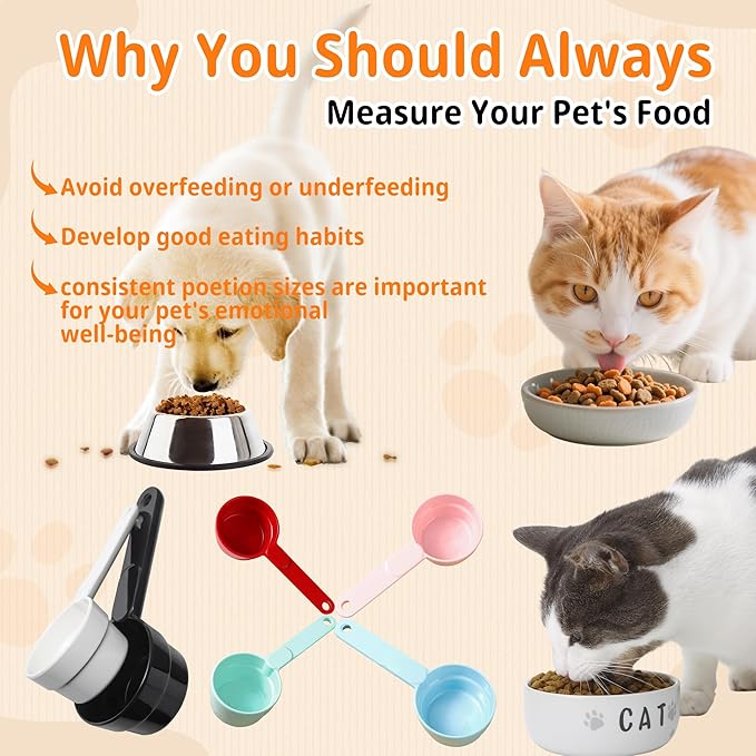 Dog Food Scoop 1 Cup 1/2 Cup - Melamine Dog Food Measuring Cup, Pet Food Scoop for Dog Cat...Comfortable Long Handle for Easy to Scoop Food, White 1 Cup