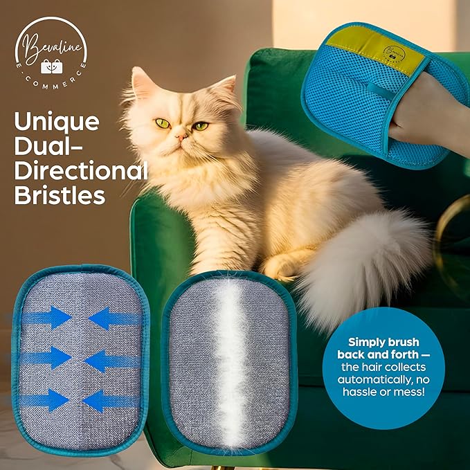 Electrostatic Hair Removal Gloves - Pet Hair Removal Mitt for Cats & Dogs, Reusable Dog Fur Remover & Cat Grooming Gloves, Double Color Bundle (Fuchsia & Turquoise, 2 Pcs)