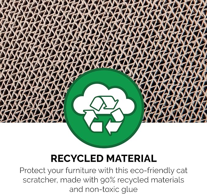 Furhaven Multi-Level Cardboard Cat House w/ Catnip for Indoor Cats, Ft. Scratching Pads & Toys - Townhouse Corrugated Cat Scratcher Hideout - Cardboard Brown, One Size