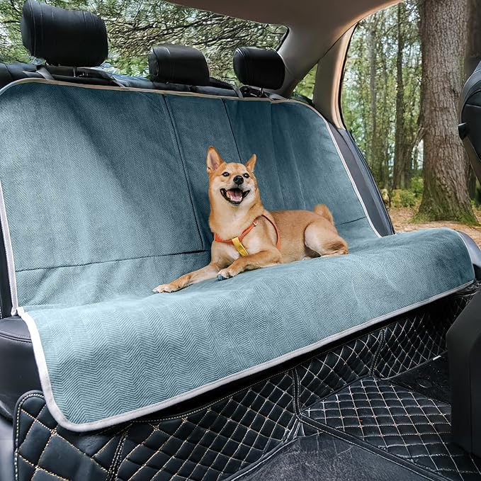FUNNY FUZZY Dog Car Seat Cover for Back Seat, Waterproof, Scratchproof Car Seat Protector for Dogs Nonslip, Dog Back Seat Covers for Cars, Trucks and SUVs, Back Seat(18.1''W x 53''L×22" H)