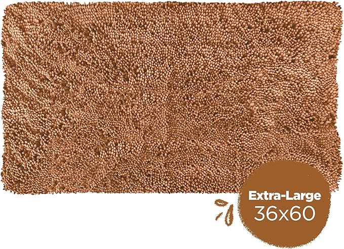 Soggy Doggy Doormat Plain Solid Color Design - Ultra Absorbent Microfiber Chenille Wet Dog Mat for Muddy Paws - Non-Slip and Machine Washable (Caramel Brown, Extra-Large 36” x 60”)
