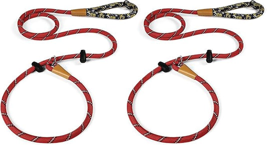 lynxking Slip Lead Dog Leash Reflective, Heavy Duty Comfortable Strong Rope for Large Medium Small Dogs No Pull Pet Training (Red, 2PCS Large 1/2in x 6ft)