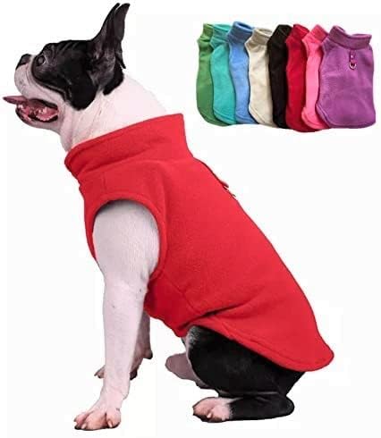 JACKO & CO - Fleece Vest Dog Sweater with Leash Ring - Soft, Warm & Lightweight Pullover Coat for Small & Medium Dogs, Puppies & Cats - Cozy Fall/Winter/Spring Pet Jacket (Red, Large 10-16lbs)