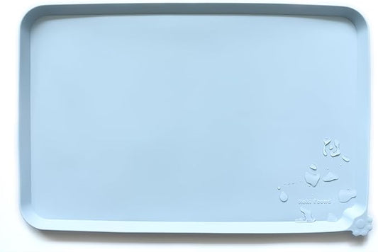 Hoki Found Large Silicone Pet Food Mats Tray - Non Slip Pet Bowl Mats Placemat - Dog Pet Cat Feeding Mat - Waterproof Dog Cat Food Mats -Pet Water Mats for Floors - Frost