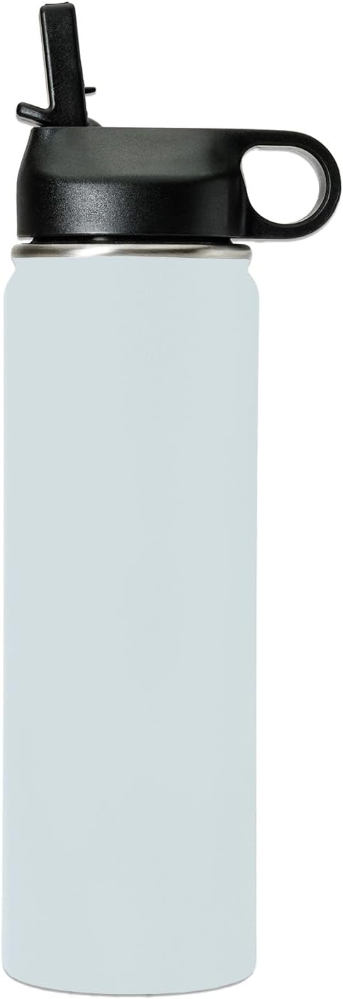 LaserGram Personalized Water Bottle, Dragon, Stainless Steel Double Wall Vacuum Insulated with Flip Top Straw, Custom Engraved Gift (20oz / 590ml Light Blue)