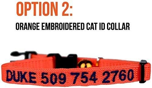 Kitty Convict Personalized Cat ID Collars (Orange, Embroidered Cat ID Collar)