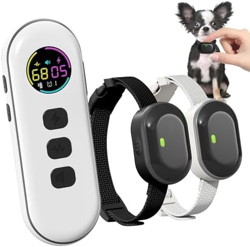 Ultra-Small Dog Shock Collar for 2 Dogs,Ultra-Light & Thin Dog Training Collar with 1300ft Remote, Tailored for Small Dogs 5-15lbs & Medium Dog, 198-Level Control,Waterproof, Rechargeable(WhiteBlack)