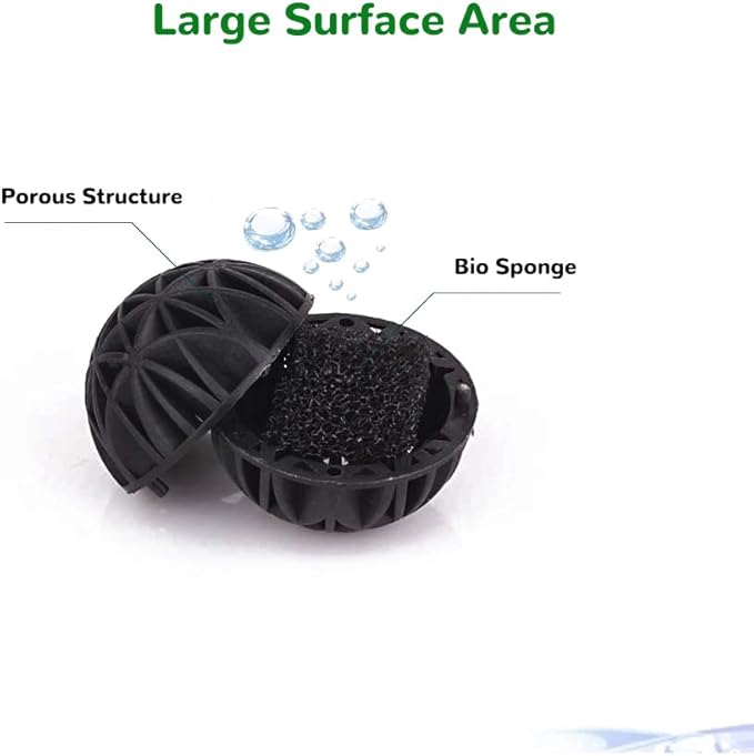J-star 200pcs 1-Inch Aquarium Bio Balls Filter Media, Aquarium Fish Tank Filter Media, Pond Media Filter Balls with Media Bags