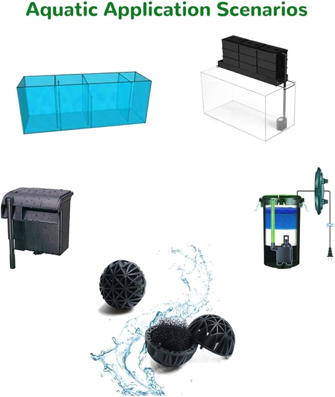 J-star 100pcs 0.62-Inch Aquarium Bio Balls Filter Media, Aquarium Fish Tank Filter Media, Pond Media Filter Balls with Media Bags