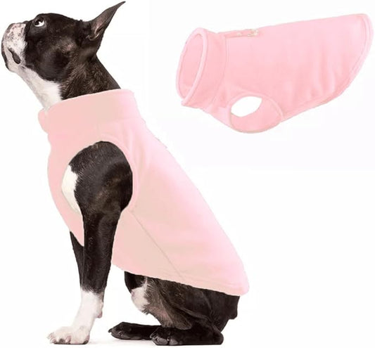 JACKO & CO - Fleece Vest Dog Sweater with Leash Ring - Soft, Warm & Lightweight Pullover Coat for Small & Medium Dogs, Puppies & Cats - Cozy Fall/Winter/Spring Pet Jacket (Pink Lemonade, M 6-10lbs)