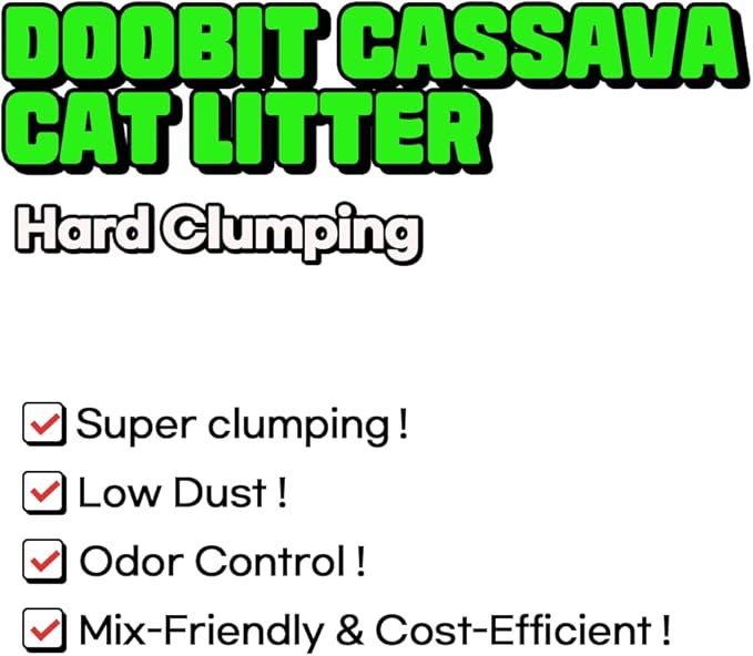 Cassava Cat Litter,100% Natural Eco-Friendly,Fast Clumping,Kittens and Sensitive Cats Litter,Mixable with Clay and Various Litter,Save Usage,Non-Stick,No Odor,No Dust,No Mess(5.7lb x 4pack)