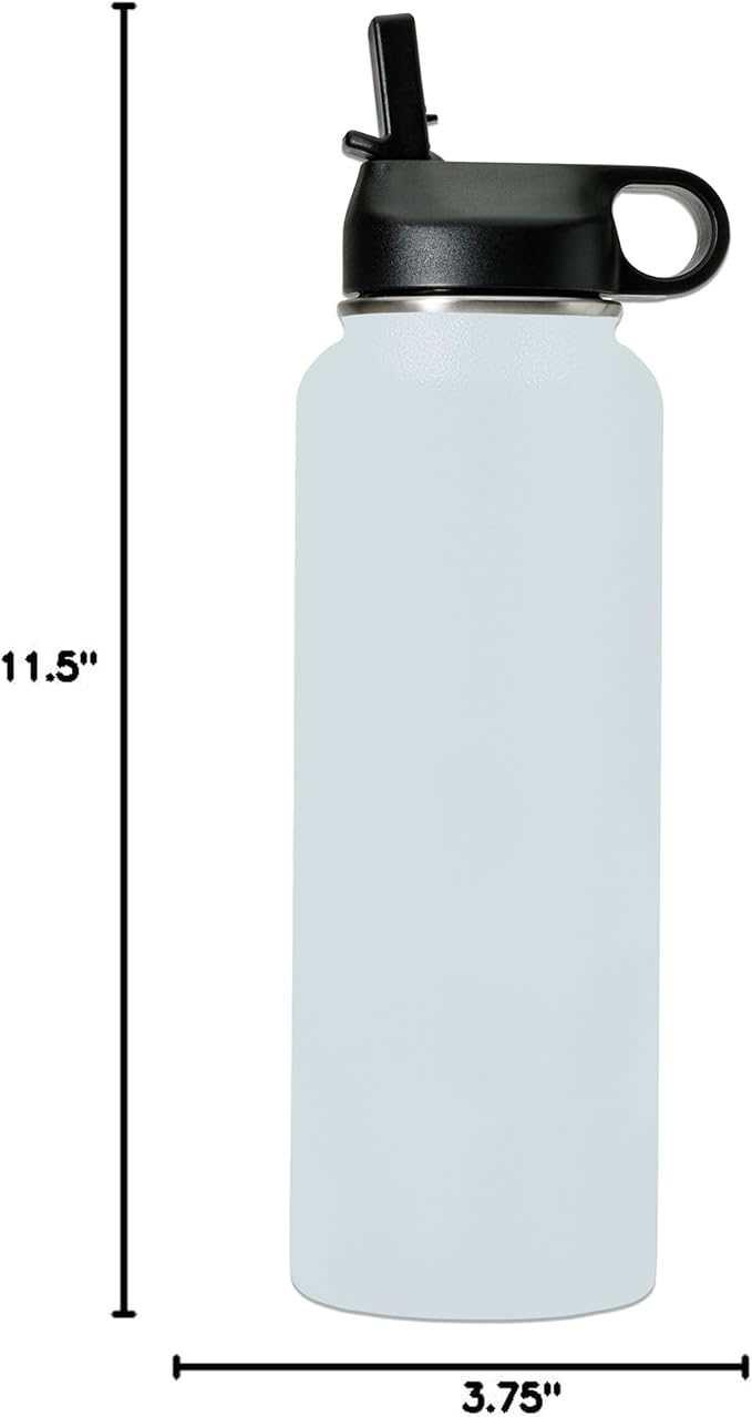 LaserGram Personalized Water Bottle, Cat with Butterfly, Stainless Steel Double Wall Vacuum Insulated with Flip Top Straw, Custom Engraved Gift (40oz / 1180ml Light Blue)