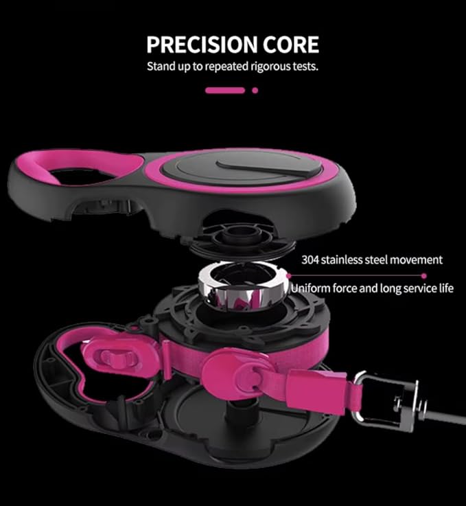 OUTnWILD Retractable Dog Leash, 16 ft Heavy Duty Dog Leash for Large Breeds/Pets Up to 110 lbs, 360° Tangle Free Design with One Touch Quick-Lock Braking System & Anti-Slip Handle. (Pink, L)