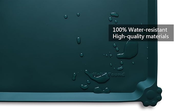 Hoki Found L Silicone Non Slip Pet Food Mats - Tray for Dogs & Cats - Waterproof Dog & Cat Bowl Mats - Suitable for Carpet - Dark Cedar