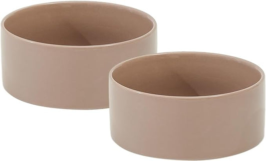 Ceramic 6.1inch Dog Bowls for Small and Medium Breed Dog Dish Pet Food and Water Bowl (Set of 2 Bowls - Dark Green, 28oz)