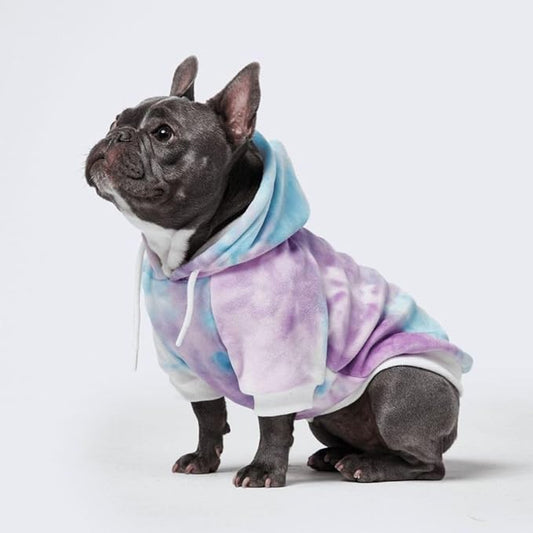 Spark Paws Dog Hoodie – Premium Dog Sweater for Small, Medium, and Large Dogs | Warm Outfits for French Bulldogs, Pitbull, Puppy, Winter Jacket Alternative - 90s Retro Sky Dye - XL