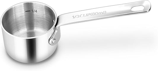 KEAWELL Premium Dog and Cat Food Measuring Cup 18/10 Stainless Steel (1, 1/3 Cup)