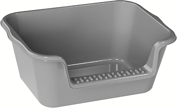 Small Cat Litter Box with High Sides,Cat Litter Pan Tray,High Wall Kitty Litter Box with Anti-Leakage Top Low Entry for Indoor Senior Cats & Multi Cats,Non-Sticky,Easy to Clean (Grey)